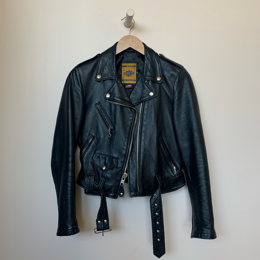 Schott Perfecto Leather Cropped Moto Jacket